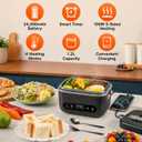 Electric Lunch Box for Men, 1.2L Cordless Heated Lunch Box, 24000mAh Rechargeable Portable Food Warmer with Auto Temperature Control, 5-Sided Heating, Leakproof, for Office, Outdoors & Truck, Black