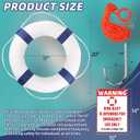 Calvana 20" Foam Life Preserver Ring with 98.4ft Floating Lifesaving Rope, Throwable Flotation Device, Pool Safety Float, for Buoy and Swimming Decoration, Boat Safety Equipment, 1pack with Emergency signs