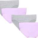 Fruit of the Loom girls Stretch Seamless Bikini Briefs (Medium, Stellar Orchid/Grey Heather)