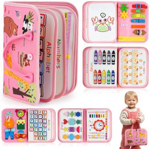 Montessori Toy Busy Book for Toddlers 1-3, Birthday Gifts for 1 2 3 Year Old Girls, Travel Activity Book & Sensory Learning Toy 1 2-4 Year Old Girl, Educational Busy Board for Fine Motor Skills