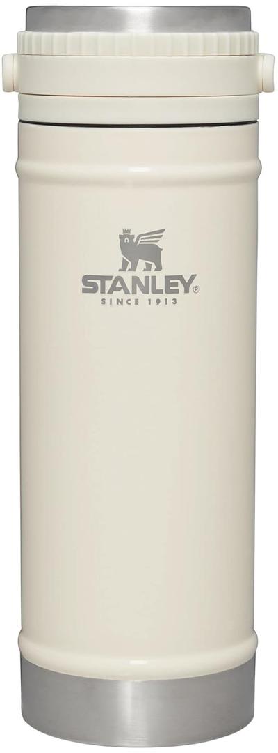 STANLEY Travel Mug with Integrated French Press 16 oz | 5 Minute Brew, 4 Hours Hot, Leakproof Lid | Mesh Filter for Coffee Grounds | Insulated Stainless Steel Coffee Maker | BPA-Free | Cream Gloss