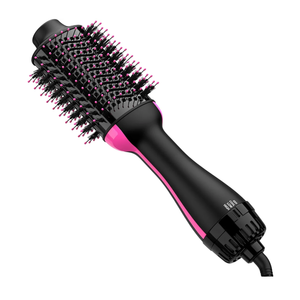 Hair Dryer Brush Blow Dryer Brush in One, Upgraded 4 in 1 Hair Dryer and Styler Volumizer with Negative Ion Anti-frizz Ceramic Titanium Barrel Hot Air Hair Straightener Brush, Black/Pink