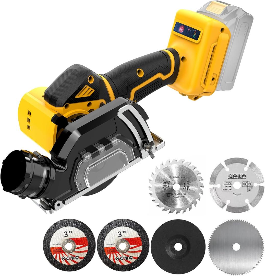 3" Cordless Cut Off Tool Compatible With DeWalt 20V MAX Battery (NO Battery) Mini Circular Saw Brushless Compact with 3" Blades, 19000RPM, Removable Dust Cover for Metal/Wood/Tile/Plastic