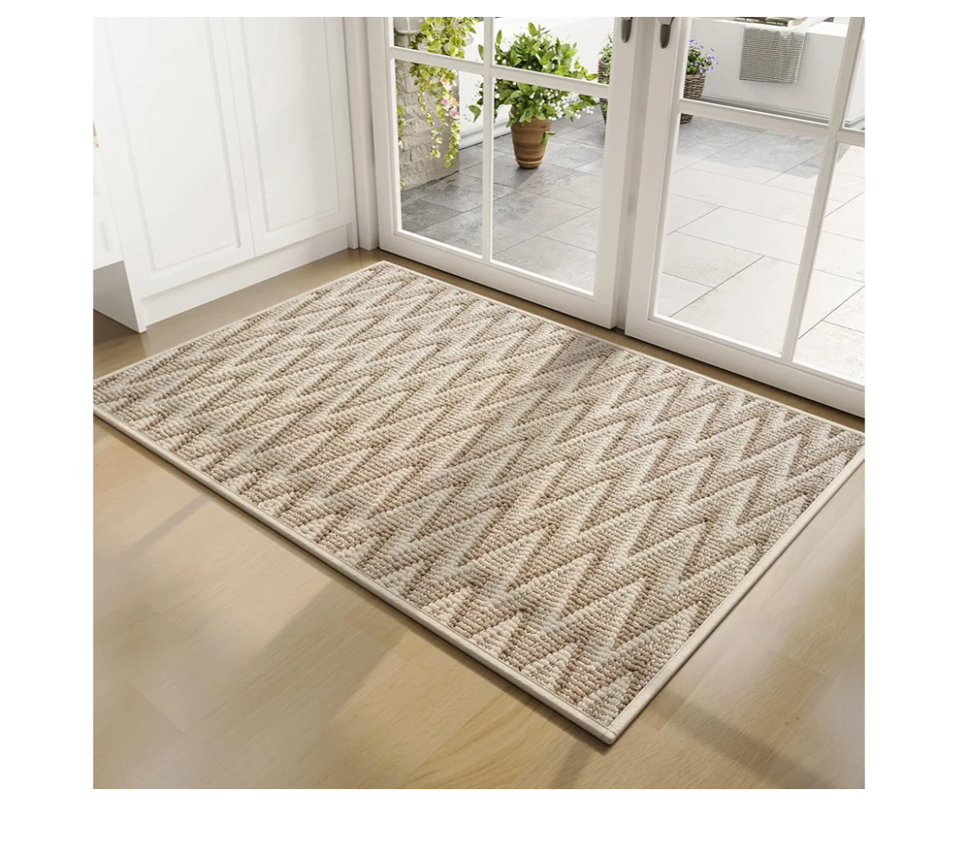 Indoor Door Mat 17x30, Dirt Resistant & Absorbent Doormat for Entryway Inside, Non-Slip Rubber Backing Front Door Mat Indoor Entrance, Low-Profile, Washable, Brown