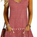 ETCYY NEW Womens Sleeveless Summer Dresses 2026 Casual U Neck Sundresses Striped Printed Short Dress with Pocket,large