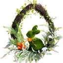 Easter Wreath for Front Door 18 Rustic Moss Bunny Floral Wreath Rabbit Decorations Spring Decor Door Wreath for Home Party Easter Gifts Celebrations
