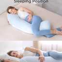 Momcozy Pregnancy Pillows for Side Sleeping, J Shaped Maternity Body Pillow for Pregnancy, Soft Pregnancy Pillow for Head Neck Belly Support, Blue