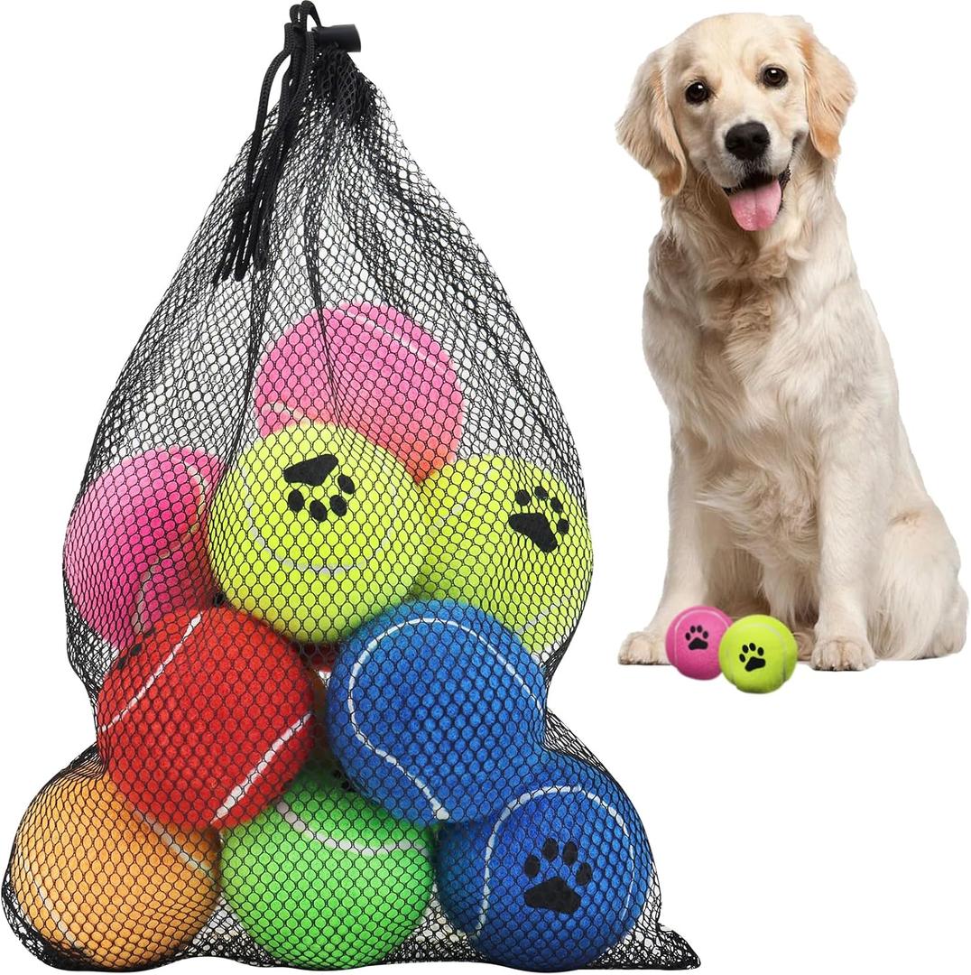 Bulk Tennis Balls for Dogs Pack of 12 Easy Catching Dog Fetch Balls (Non Squeaky-Multicolor)