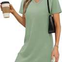 RUMIA Summer Dresses for Women 2026 V-Neck Casual Sundresses T-Shirt Dress (Medium, Sage)