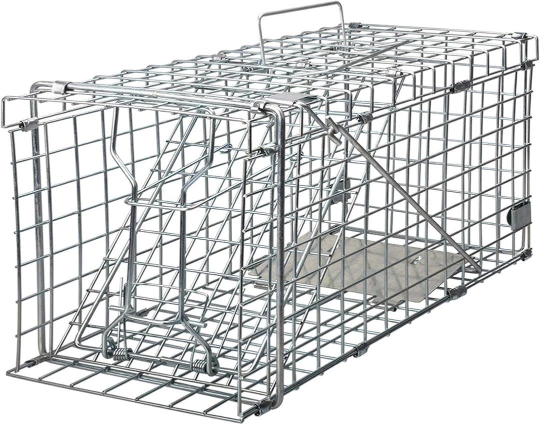 Gingbau Squirrel Trap Foldable Heavy Duty Humane Live Animal Cage Trap (Not for Mouse)(17.3"L x 7.4"W x 8.2"H)