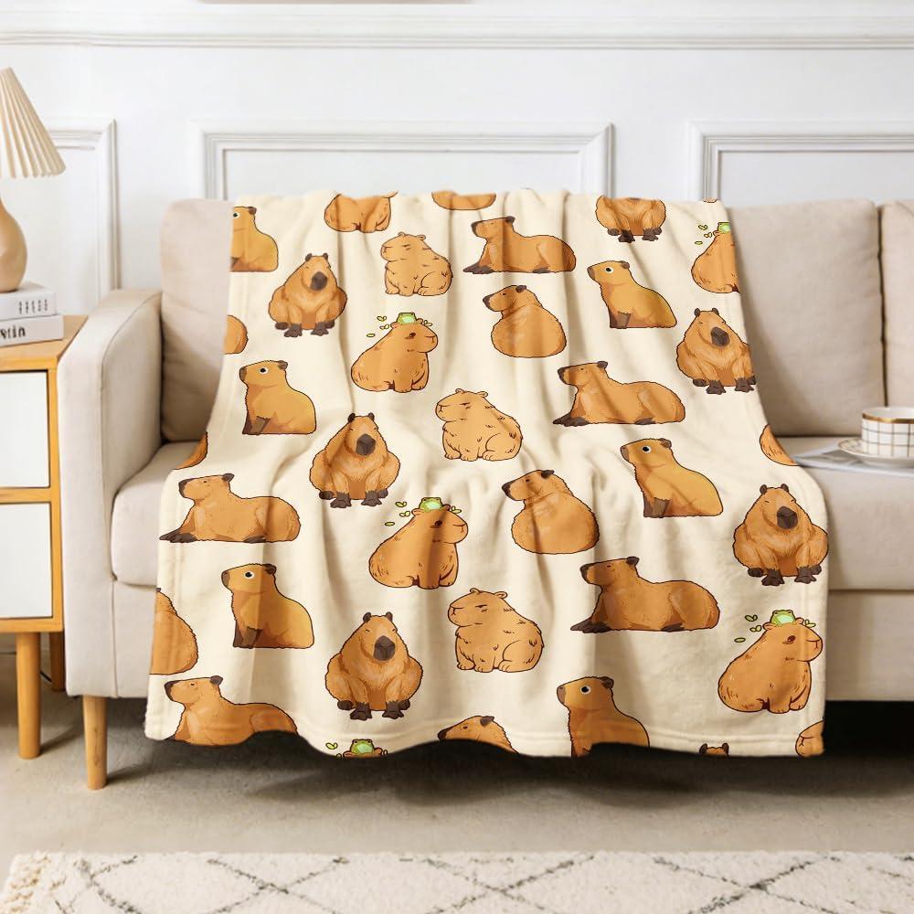 Capybaras Blanket Gift for Girls Boys Kids-50x60 Inches Soft Flannel Blankets Cutes Capybara Cozy Throws Blanket for Women Men, Capybaras Blanket Decor for Couch Sofa Bedroom