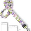 Lanyardio Stretchy Scrunchie Lanyard for ID Badges Keys, Cute Teacher Lanyard for Women with 2 Card Holders 19.20 Inch