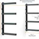 Bora 4-Level Lumber Storage Rack Wood and Garage Organization Space-Saving Metal Shelf for Pipes, Boards, Plywood, and Building Materials - PBR-004B Black Gray