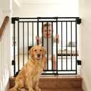 29 Extra Wide Baby & Dog Gate, 3254 Adjustable Walk Thru Safety Gate with Auto Close, One-Hand Open, No Threshold 180 Swing Metal Gate for Stairs & Doorways, Black