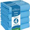 Bed Pads Washable Waterproof 34'' x 36'' (Pack of 4), Reusable Incontinence Underpads for Adults, Washable Pee Pads, Great for Dogs, Cats, Bunny, Seniors Bed Pad, Hospital Bed Sheets, Blue