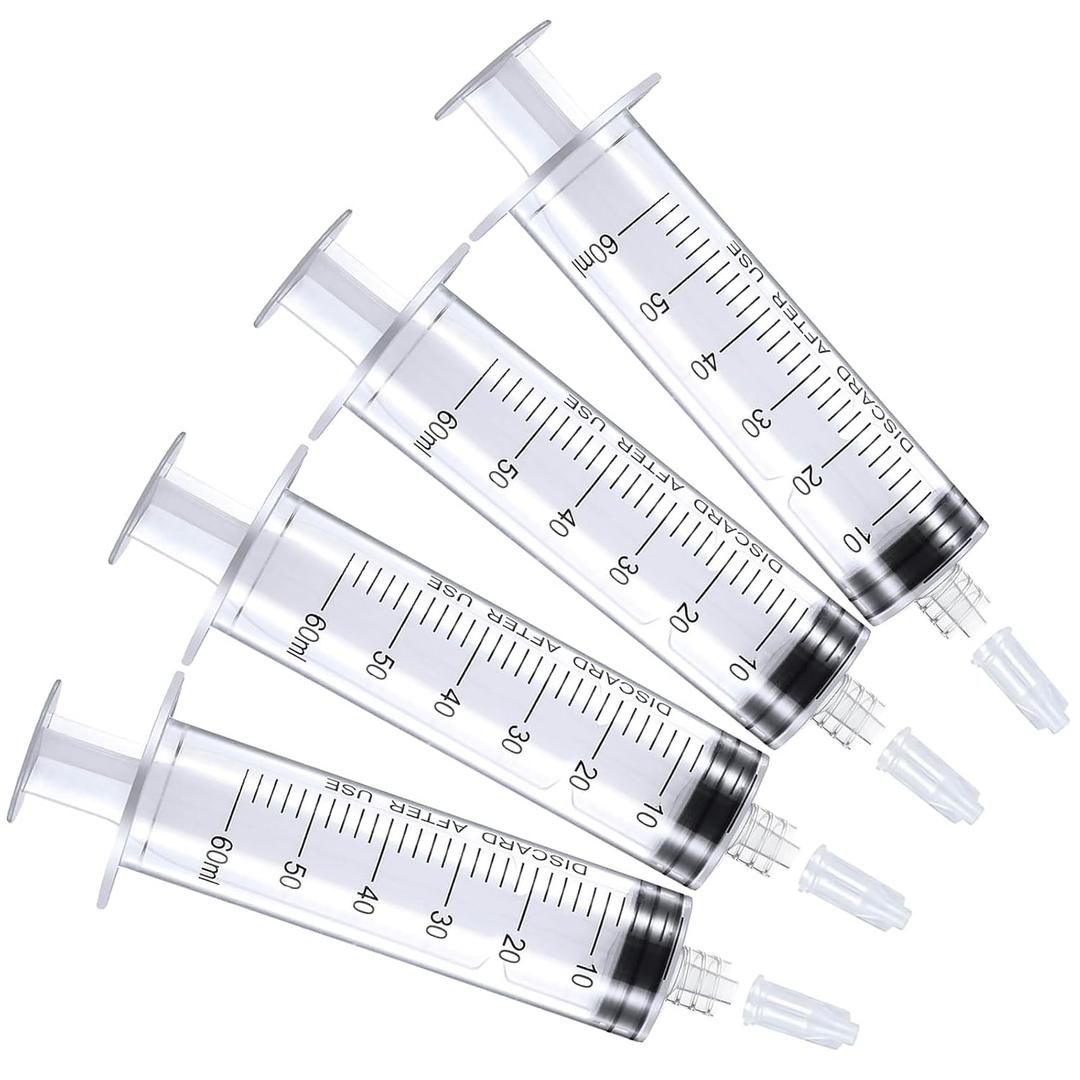 2 x 60ml Luer Lock Syringe, Syringes Without Needle, Disposable Syringe Individually Wrapped(4)