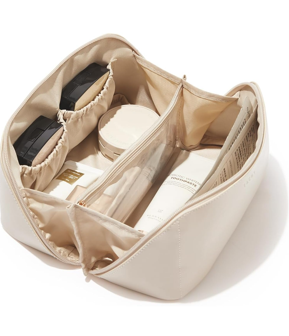 EACHY Travel Makeup Bag,Large Capacity Cosmetic Bags for Women,Waterproof Portable Pouch Open Flat Toiletry Bag Pattern Makeup Bag