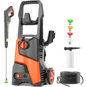 Electric Pressure Washer 4800PSI-Max 2.9 GPM Pressure Washer with 4 Quick Connect Nozzles, 25FT Hose, Soap Tank, Ideal for Car, Patio, Pool Cleaning Orange