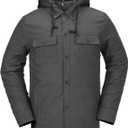 Volcom Men's Field Insulated Flannel Hooded Snowboard Shirt Jacket (Large, Heather Black S5)