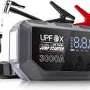 3000A Jump Starter with Air Compressor 12V, 44.4Wh Portable Car Jump Starter for 8.0L Gas & 6.0L Diesel Engines, 150PSI Tire Inflator with LED Display, Emergency Jump Box with Jumper Cables