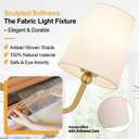 MOKATNG Bathroom Light Fixtures, 3-Light Brushed Gold Vanity Lights, Bathroom Lighting Fixtures Over Mirror with Flared White Fabric Shade, Modern Wall Sconces for Living Room Hallway