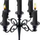 5-Arm Black Metal Candelabra Halloween Taper Holder Decor