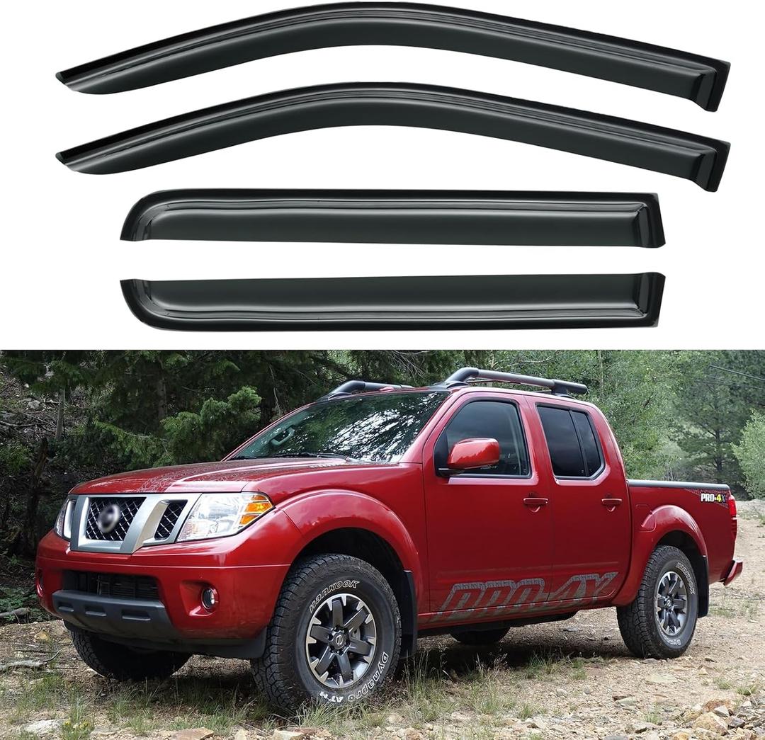 Window Visors Rain Guards for 2005-2021 Nissan Frontier Crew Cab, Window Vent Wind Deflectors Shades for 2009-2013 Suzuki Equator Crew