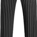 MOGU Mens Striped Slim Fit Dress Pants  Lightweight Flat Front Pinstripe Suit Trousers, Business Casual Slacks (Large, Black)