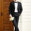 Casual Blazer Pants Suits for Men Dressy Oversized Long Sleeve Blazer and Wide Leg Pants 2 Piece Outfits, XL