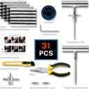 Flat Tire Repair Kit with Plugs 31 Pcs for Car, Motorcycle, ATV, Jeep, Truck, Tractor Flat Tire Puncture Repair