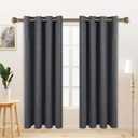 LORDTEX Linen Look Textured Blackout Curtains with Thermal Insulated Liner - Heavy Thick Grommet Window Drapes for Bedroom, 50 x 84 Inches, Grey, Set of 2 Panels