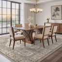 EIEIHOUSE Washable Area Rugs for Living Room - 7x9 Neutral Vintage Distressed Floral Farmhouse Boho Large Soft Floor Rug Indoor Non Slip Carpet for Living Room Bedroom Dining Room Office -Brown/Multi