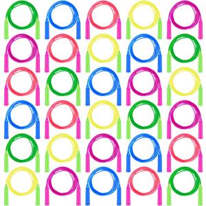 Aneco 30 Pack Kids Jump Rope Set 7.3 Feet Outdoor Jump Ropes Colorful Kids Jumping Ropes Great Sports Activities Birthday Party Favors Gifts