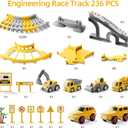 iHaHa Toddlers Construction Race Tracks Toys Gifts for 3 4 5 6 Years Old Boys Kids, 2PCS Electric Race Cars & 4 PCS Construction Trucks, Birthday Gift Toys for Boys 2 3 4 5 6+