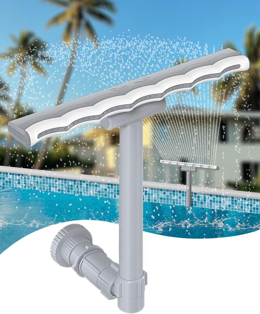 2025 Upgrade Pool Fountain for Above and Inground Pools, 360 Adjustable Wide Waterfall Sprinkler with Extension Tube, Cooling & Relaxation Swimming Pool Accessories (Grey) (Gray)