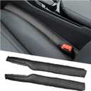 2 PCS Leather Car Seat Gap Filler, Seat Crevice Plug Blocker to Fill Gap Between Seat and Console, Universal Auto Seat Gap Filler Organizer Stops Things from Dropping (Black)