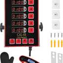 Commercial Kitchen Timer, 6 Channel Timer Restaurant Kitchen Supplies, Heavy-Duty Timer - Stainless Steel | Digital LED Technology | Reminder Function | Loud Alarm