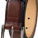 Cole Haan Men's Leather Dress Belt Polished Brown, Tan Or Cognac Strap for Work & Formal Wear (Brown)