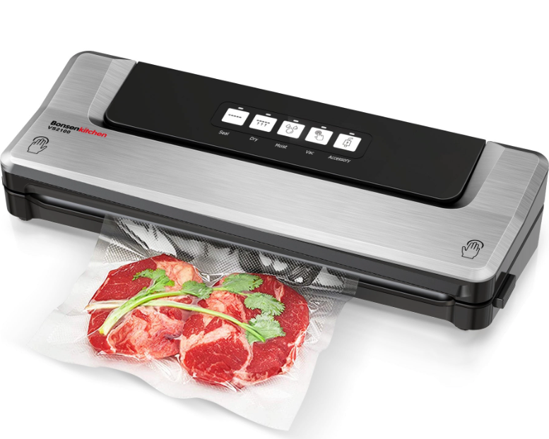 Bonsenkitchen Food Vacuum Sealer Machine with 5 bags, -60Kpa Vacuum Sealer Food Storage Saver