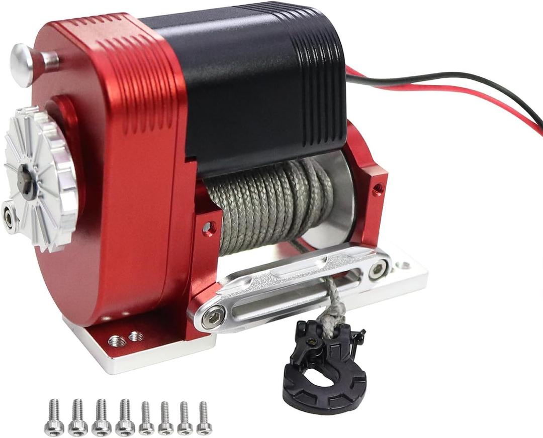 1/10 Simulated 8274 Vertical Winch Aluminum 6-12.4V 50lbs Load Capacity for RC Crawler AXIAL SCX10 TRX4 RC4WD Upgrade Part (Red)