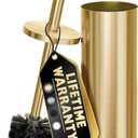 Gold Toilet Brush and Holder Set - Brushed Stainless Steel Gold Toilet Bowl Brush and Holder with Replaceable Head, Removable Inner Bowl, and Splash Protection - Dense Bristles for Thorough Cleaning
