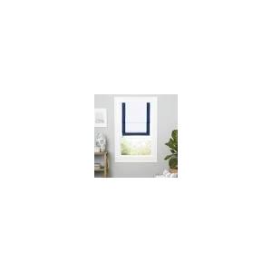 Frontera 100% Blackout Roman Shade, 27"x64", White/Denim 27x64 Denim