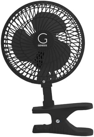 Genesis 6-Inch Clip Convertible Table-Top & Clip Fan Two Quiet Speeds - Ideal For The Home, Office, Dorm, More Black