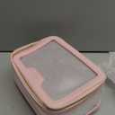 Camdeez ROWNYEON Clear Makeup Case Toiletry Bag Multipurpose Travel Makeup Train Case Portable Cosmetic Organizer Transparent Storage Bag (Pink)