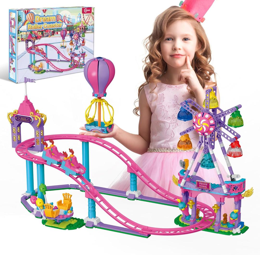 Friends Ferris Wheel Roller Coaster Building Set-723PCS Girls Princess STEM Construction Toys with Balloon Rotating Chairs Playground Building Blocks Kit, Birthday Gift for 6 7 8-12 Year Olds Friends Ferris Wheel Roller Coaster Building Set-723PCS Girls Princess STEM Construction Toys with Balloon Rotating Chairs Playground Building Blocks Kit, Birthday Gift for 6 7 8-12 Year Olds