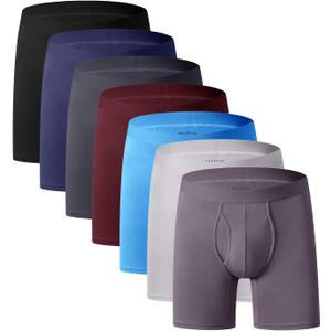 youlehe Men's Underwear Soft Bamboo Viscose Boxer Briefs Stretch Trunks Pack (7 Pack-open Fly-017)
