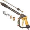 GDHXW High Power Washer Gun, Adjustable Pressure Washer Gun with Extension Wand, Quick Connection, with 5 Nozzle Tips, 2 Adapter, 10 O-Rings 5000 PSI, Compatible with Most Pressure Washer