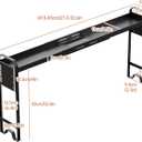 Kitchen Spice Rack Over The Stove, Shelf for Back of Stove, Stove Top Shelf for Seasoning Organizer, Over Oven Shelf, Countertop, Expandable Length 27.3''-32.6'', 4 Adjustable Height (Black, Normal)