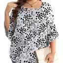 WIHOLL Plus Size Clothes for Women 3/4 Length Sleeve Womens Tops Beach Vacation Clothes Fall Fashion Must Haves Boho Tops Round Neck Tshirts Shirts Womens Clothing XL (White, XL)