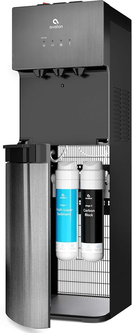 Avalon A5BLK Self Cleaning Bottleless Water Cooler Dispenser, UL, NSF certified Filters, Black Stainless Steel, full size